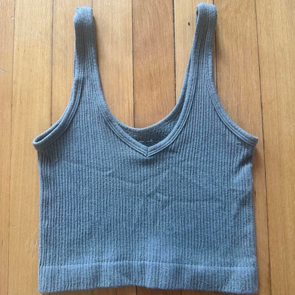 Urban Outfitters Out From Under Ribbed V-Neck Crop Tank Top Sage Green Small